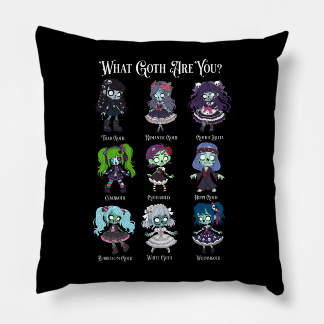 Zombie Goth Types Pillow by H. R. Sinclair