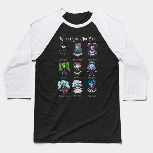 Zombie Goth Types Baseball T-Shirt by H. R. Sinclair