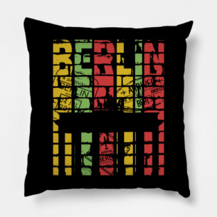 Berlin Wall Art - Retro Colors - Grunge Pillow