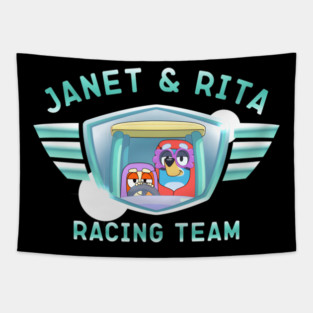 Bluey Grannies Janet Rita Racing Team Tapestry