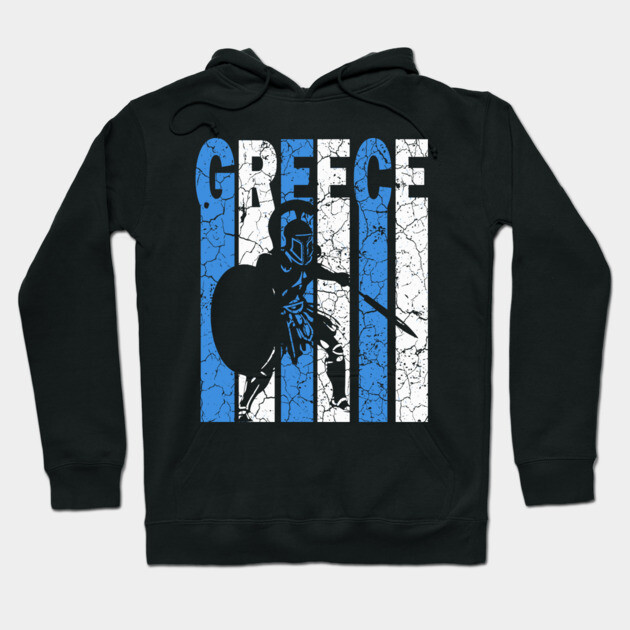 Greece Retro Warrior - Grunge Hoodie by TuncGK