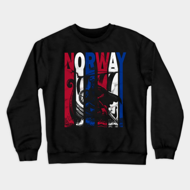 Norwegian Flag Retro Colors Viking Crewneck Sweatshirt by TuncGK