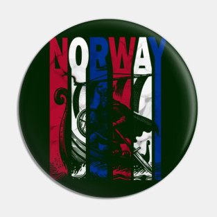 Norwegian Flag Retro Colors Viking Pin