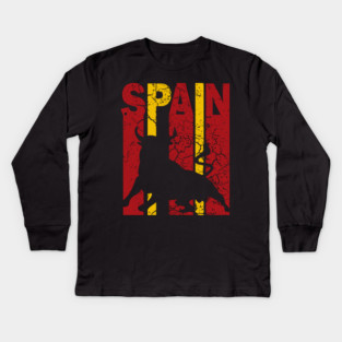 Spanish Bull - Retro Flag Kids Long Sleeve T-Shirt