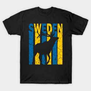 Sweden Flag - Reindeer Retro T-Shirt