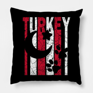 Country of Cat & Dog Lovers - Turkey Flag Retro Pillow