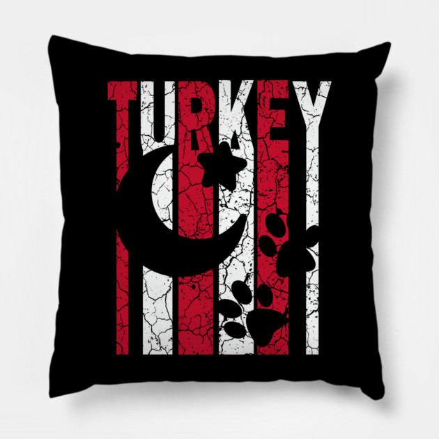 Country of Cat & Dog Lovers - Turkey Flag Retro Pillow by TuncGK