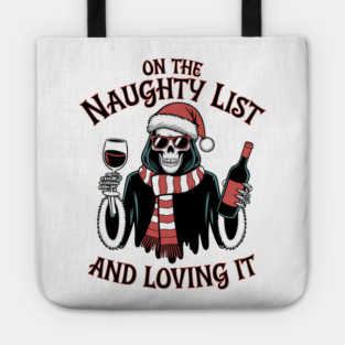 On The Naughty List Grim Reaper Christmas Tote