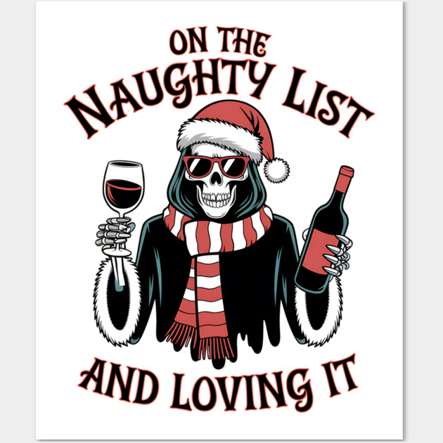 On The Naughty List Grim Reaper Christmas Wall Art by MCALTees