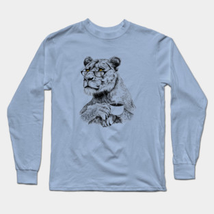 Lioness Queen with Coffee Mug Long Sleeve T-Shirt