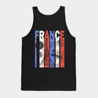 France Flag - Retro City Souvenir Tank Top