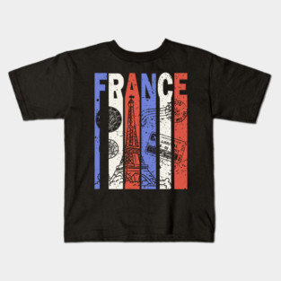 France Flag - Retro City Souvenir Kids T-Shirt