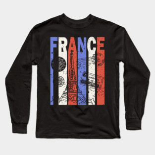 France Flag - Retro City Souvenir Long Sleeve T-Shirt