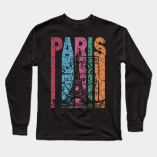 Paris - Retro City Design Long Sleeve T-Shirt