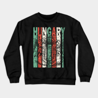 Hungary Flag - Pastel Retro Badge Crewneck Sweatshirt