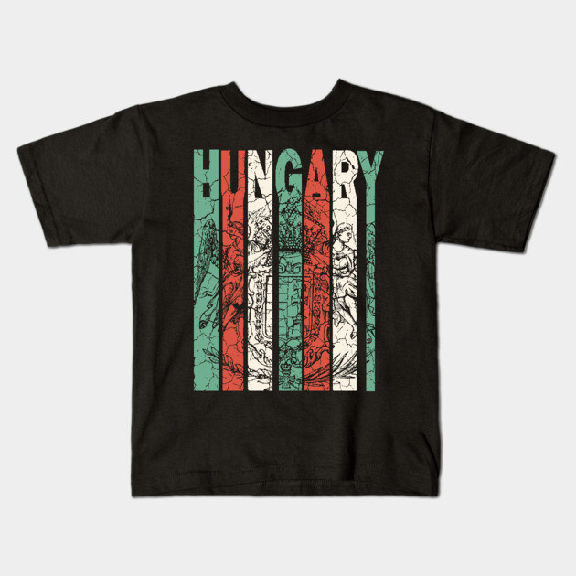 Hungary Flag - Pastel Retro Badge Kids T-Shirt by TuncGK