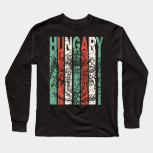 Hungary Flag - Pastel Retro Badge Long Sleeve T-Shirt