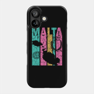 Pastel Retro Maltese Map & Flag Phone Case