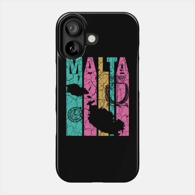 Pastel Retro Maltese Map & Flag Phone Case by TuncGK