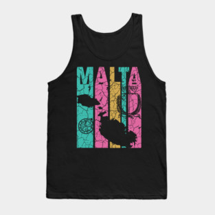 Pastel Retro Maltese Map & Flag Tank Top