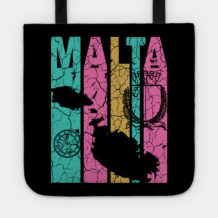 Pastel Retro Maltese Map & Flag Tote