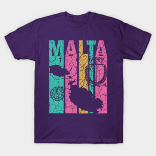 Pastel Retro Maltese Map & Flag T-Shirt
