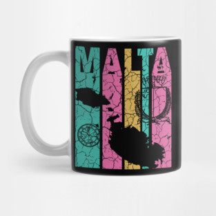 Pastel Retro Maltese Map & Flag Mug