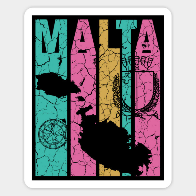 Pastel Retro Maltese Map & Flag Magnet by TuncGK