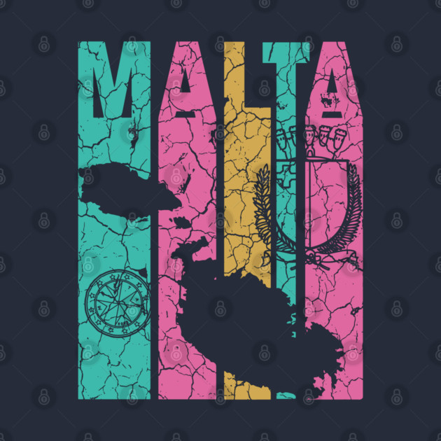Pastel Retro Maltese Map & Flag by TuncGK