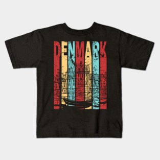 Retro Pastel Denmark Flag Kids T-Shirt