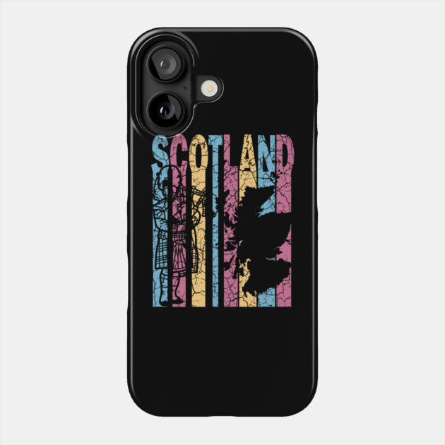 Scotland Retro Pastel Map & Flag Phone Case by TuncGK