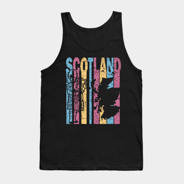 Scotland Retro Pastel Map & Flag Tank Top by TuncGK