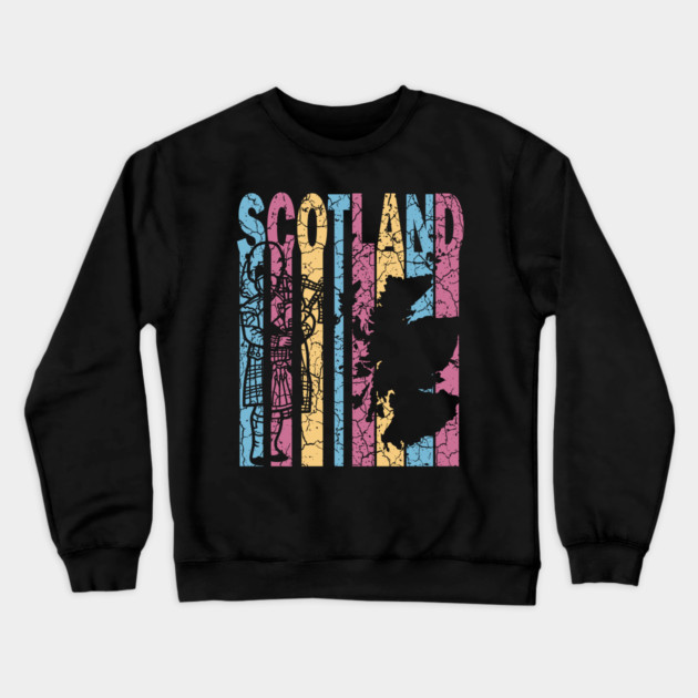 Scotland Retro Pastel Map & Flag Crewneck Sweatshirt by TuncGK