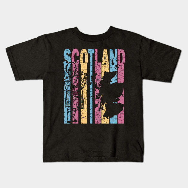 Scotland Retro Pastel Map & Flag Kids T-Shirt by TuncGK