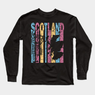 Scotland Retro Pastel Map & Flag Long Sleeve T-Shirt