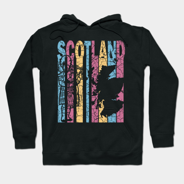 Scotland Retro Pastel Map & Flag Hoodie by TuncGK