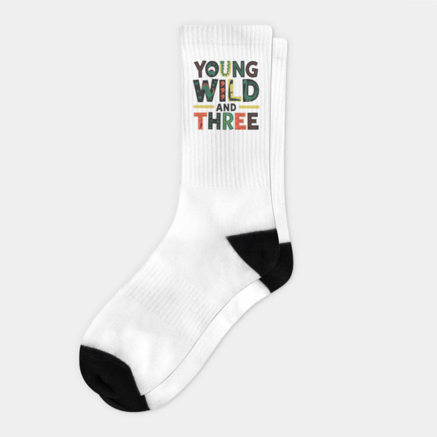 Young Wild and Three: Fun and Creative Ideas for Celebrating a 3rd Birthday with a Dinosaur Theme Socks by Pixel Threads 