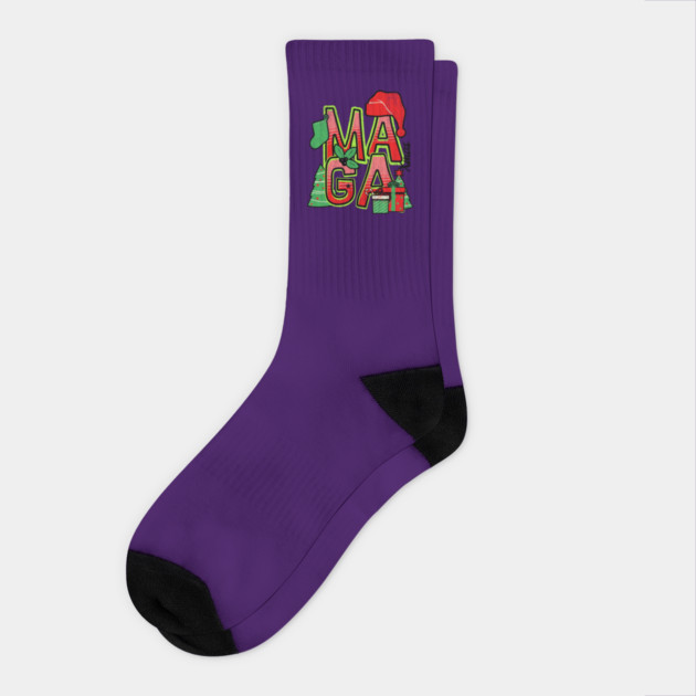 MAGA Donald Trump Christmas Socks by QuirkyQuest Creations