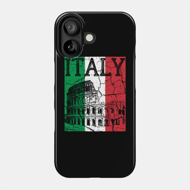Italy - Colosseum - Grunger Retro Flag Phone Case by TuncGK