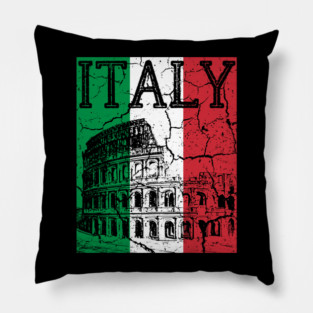 Italy - Colosseum - Grunger Retro Flag Pillow