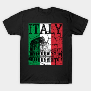 Italy - Colosseum - Grunger Retro Flag T-Shirt