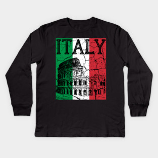 Italy - Colosseum - Grunger Retro Flag Kids Long Sleeve T-Shirt