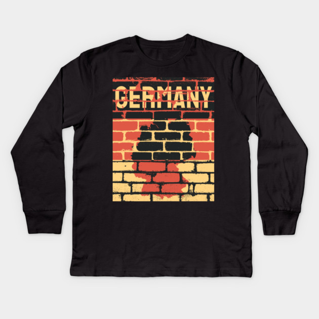 Germany Flag - Berlin Wall - Grunge Kids Long Sleeve T-Shirt by TuncGK