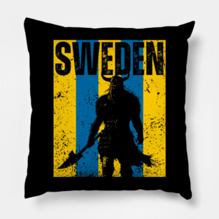 Sweden Flag - Retro Viking Design Pillow