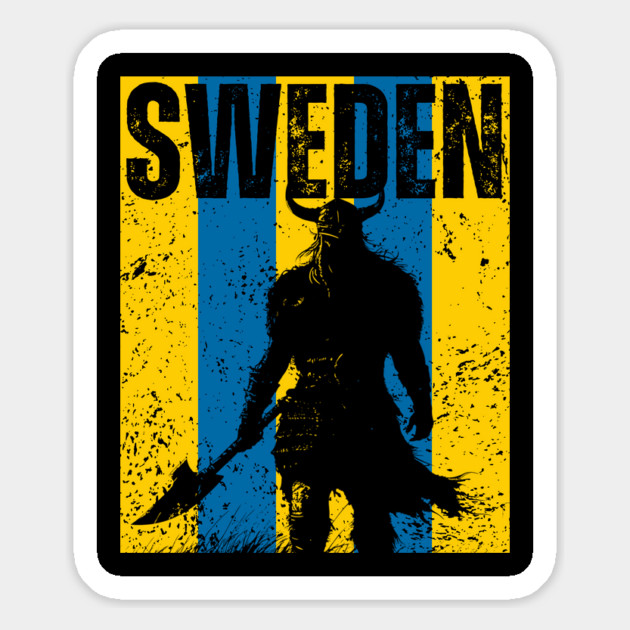 Sweden Flag - Retro Viking Design Magnet by TuncGK