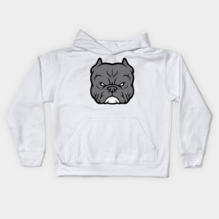 American Bully exotic bully pit bull dog design logo blue gray head Kids Hoodie