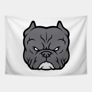 American Bully exotic bully pit bull dog design logo blue gray head Tapestry