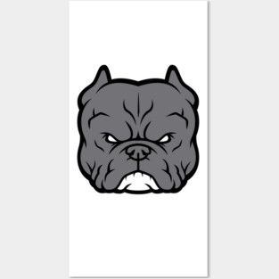 American Bully exotic bully pit bull dog design logo blue gray head Posters and Art