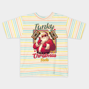 Funky Christmas Feels Retro Santa Mixtapes for Retro Lovers Kids T-Shirt