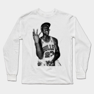 Michael Jordan Cigar - Vintage Halftone Long Sleeve T-Shirt